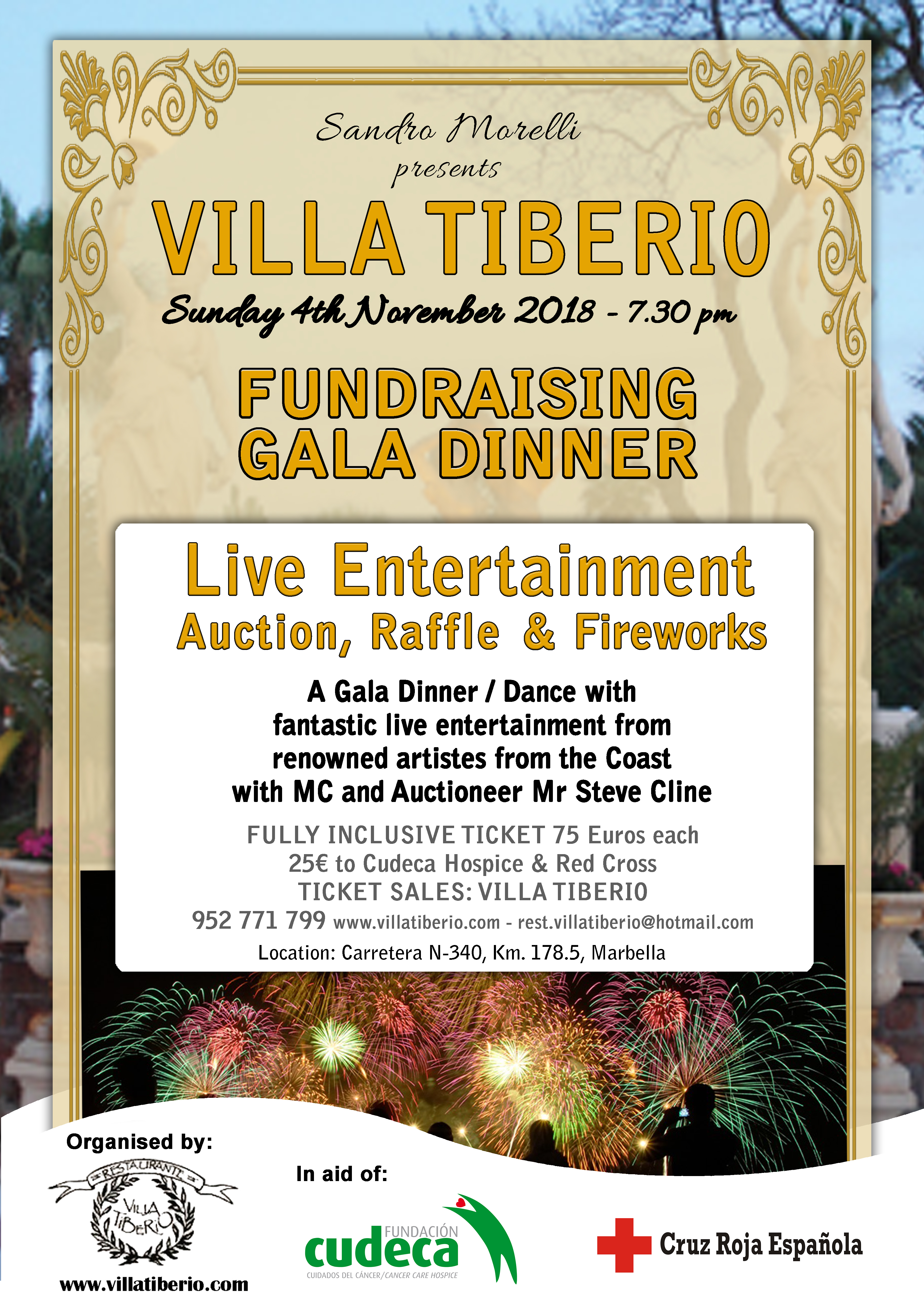 Annual Fundraising Gala Dinner at Villa Tiberio Restaurant