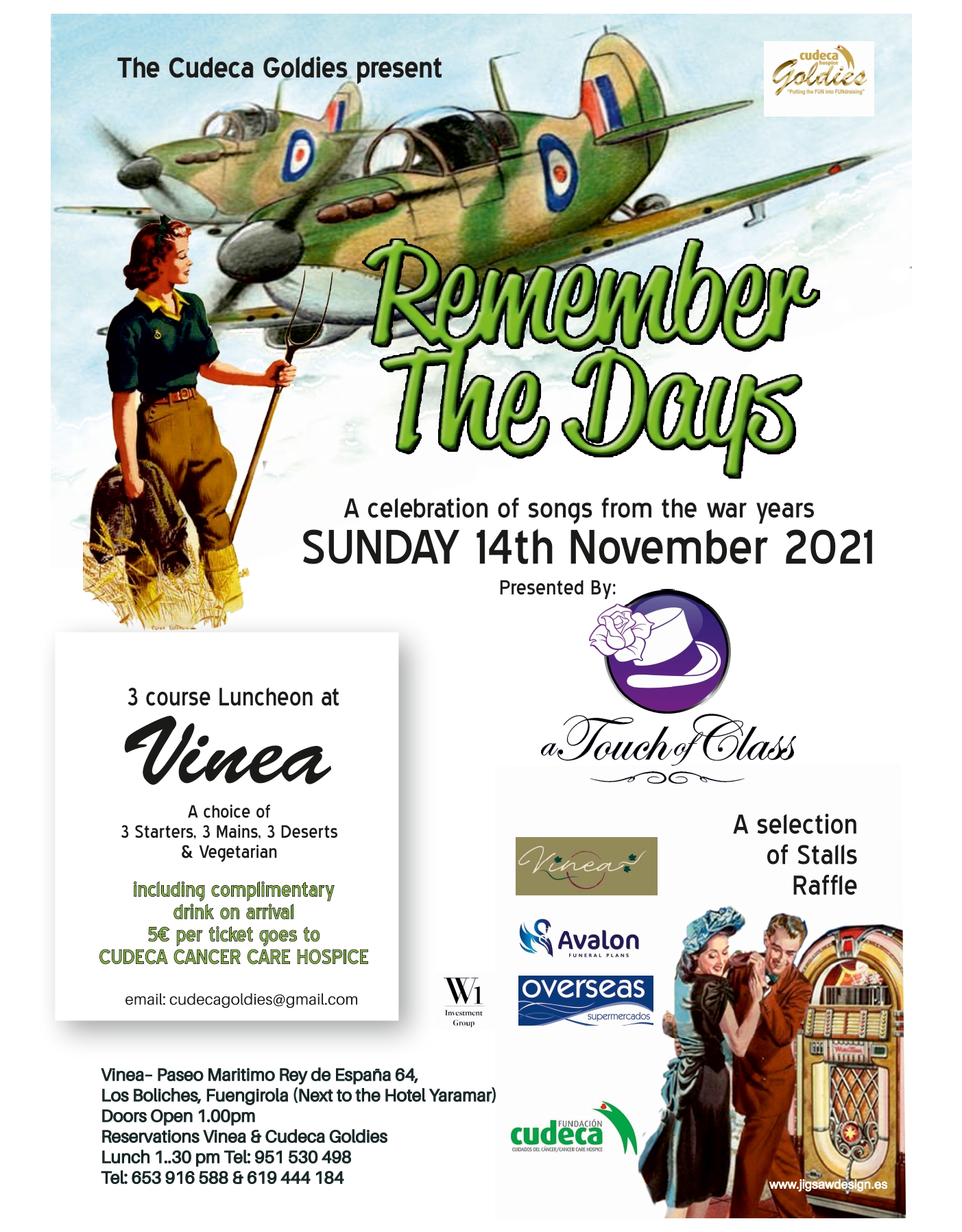 Cudeca Goldies present  “Remember the Days”, a celebration of songs from the war years for Cudeca