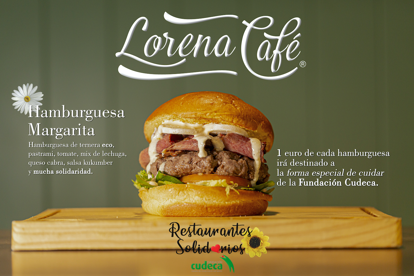 Lorena Café con Cudeca. Hamburguesa Margarita