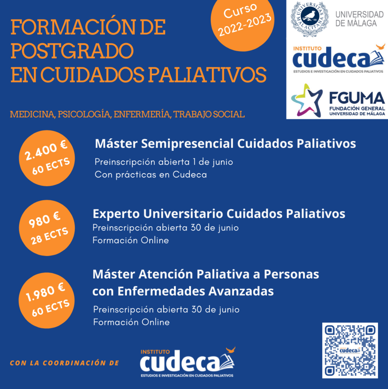 Abierto el plazo de preinscripción para los postgrados del Instituto CUDECA a través de la Universidad de Málaga