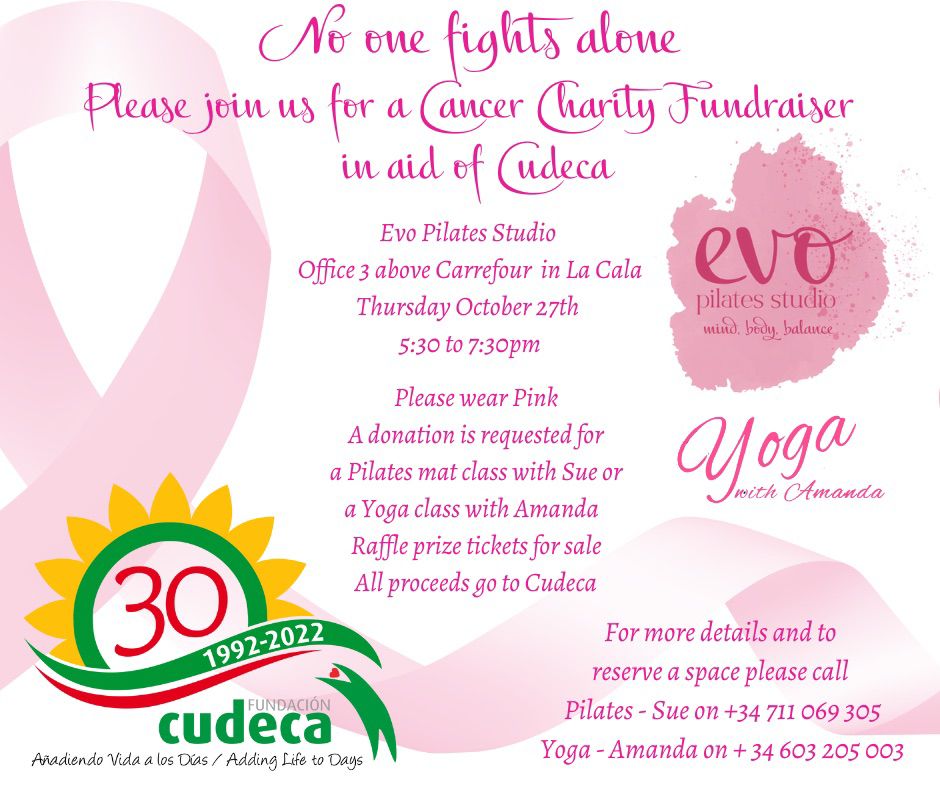 Evo Pilates for a charity evening of Yoga and Pilates in La Cala de Mijas for Cudeca