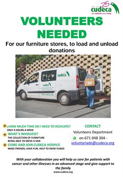 We are looking for Volunteers to help transport furniture