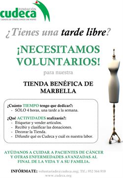 Campaña de Captación de Voluntarios para nuestra Tienda Benéfica de Marbella