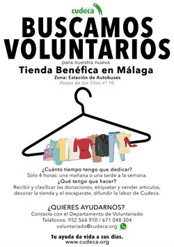 NUEVA TIENDA BENÉFICA EN MÁLAGA (Paseo de los Tilos). BUSCAMOS VOLUNTARIOS